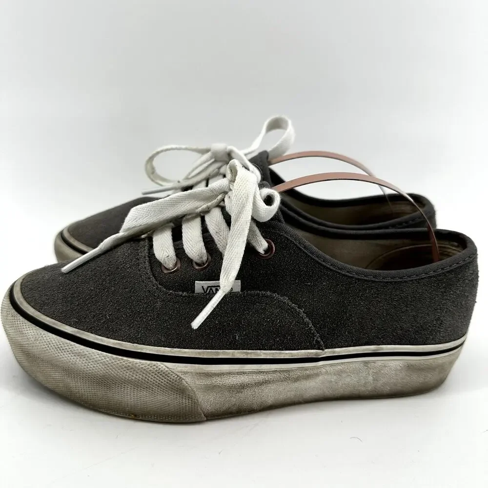Vans Authentic Suede Platform Sneakers Lace Up Low Top Skater Gray M5 W6.5